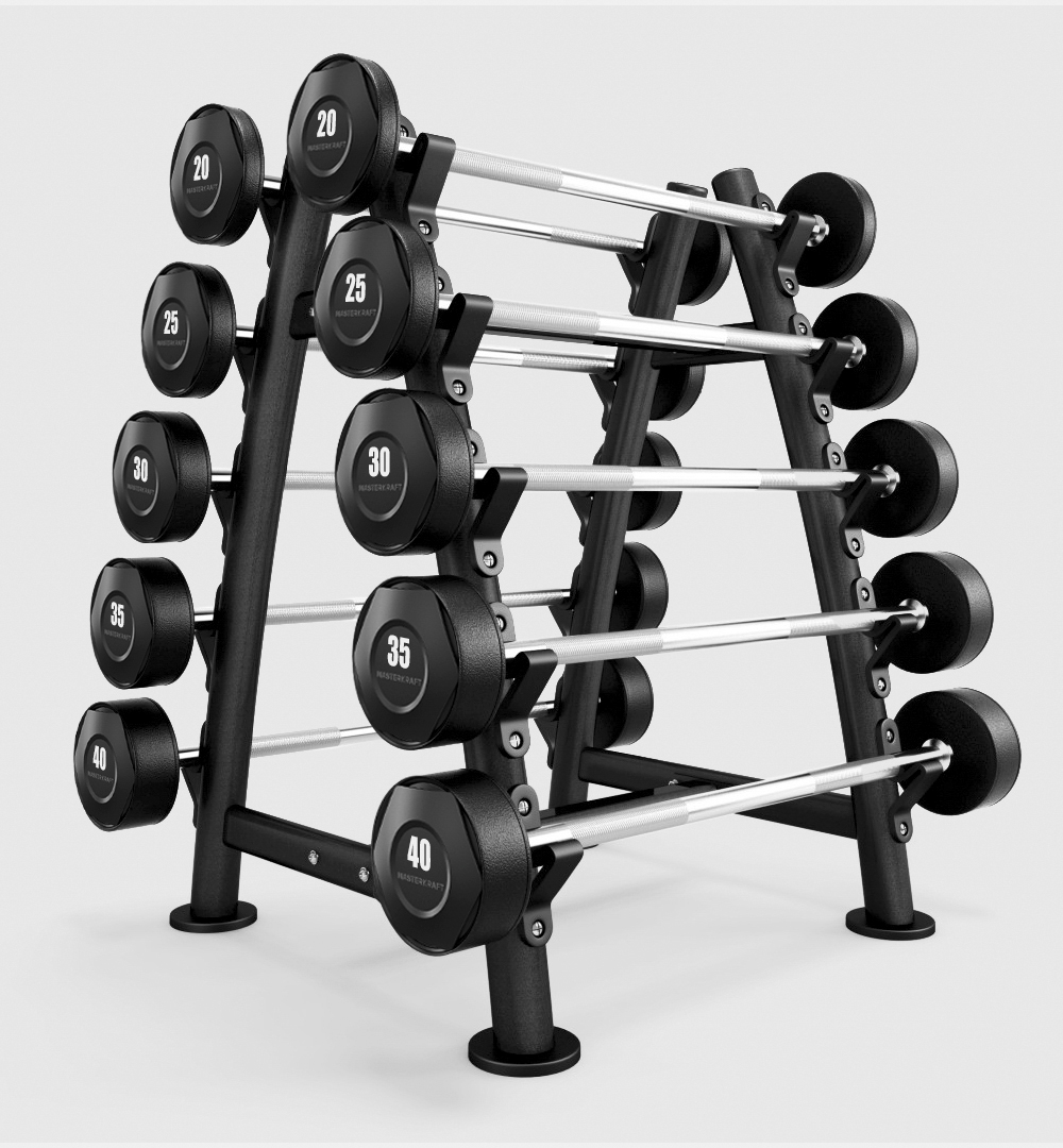 Rubber Fixed Barbells (Set of 10 Bars) & Rack product image